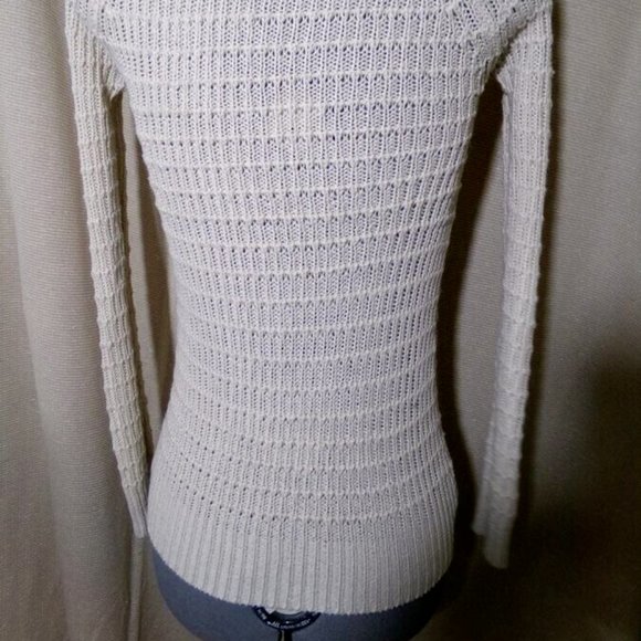 LOVE CHANGE Square Knitted Sweater Top Small Beige Scoop neck long sleeve raglan - Picture 8 of 9